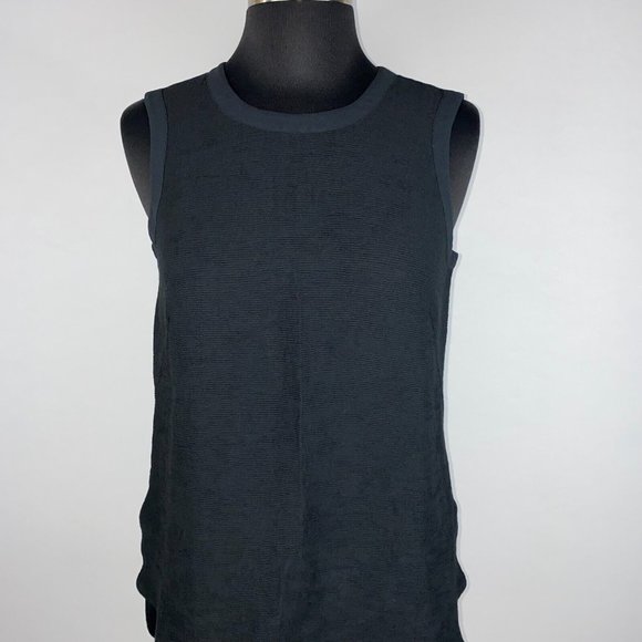 Nic + Zoe XS Black Textured Front Partial Back Zip Tank Top Hi-Lo Slit Sides - Picture 3 of 12